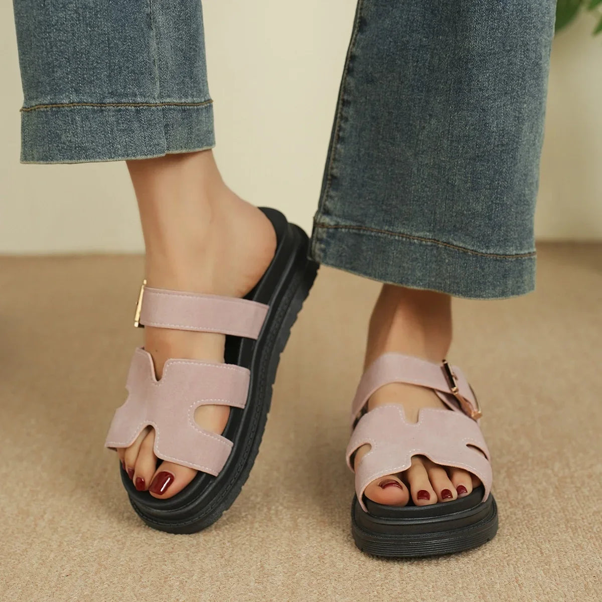 Women's Fashionable Buckle Sandals – Thick Sporty Beach Slides