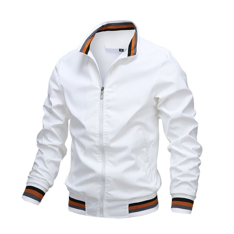 Slim Fit Striped Bomber Jacket - Casual Mens Wear