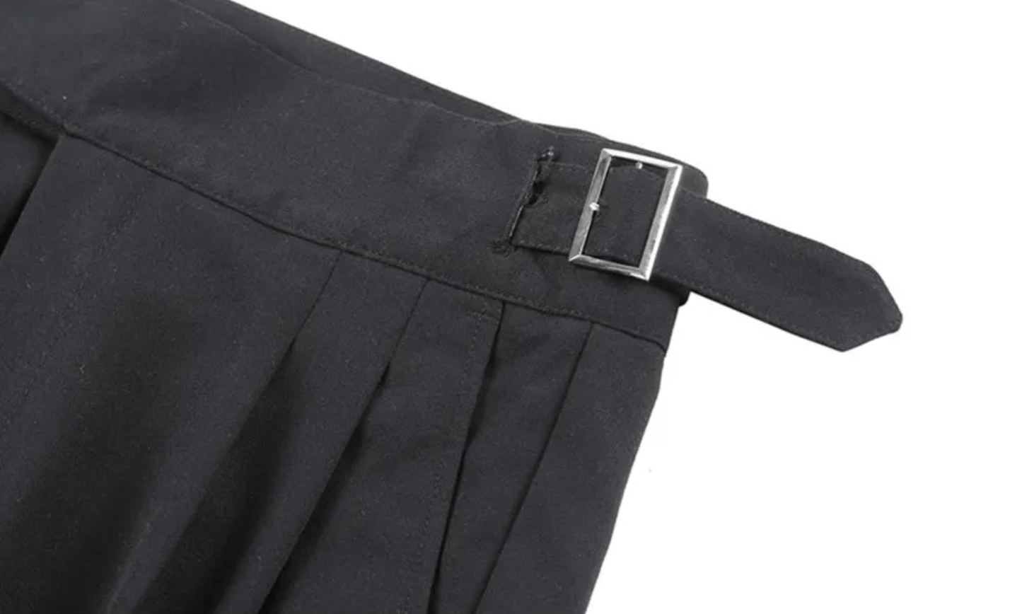 High Waisted Pleated Men's Formal Straight Fit Trousers