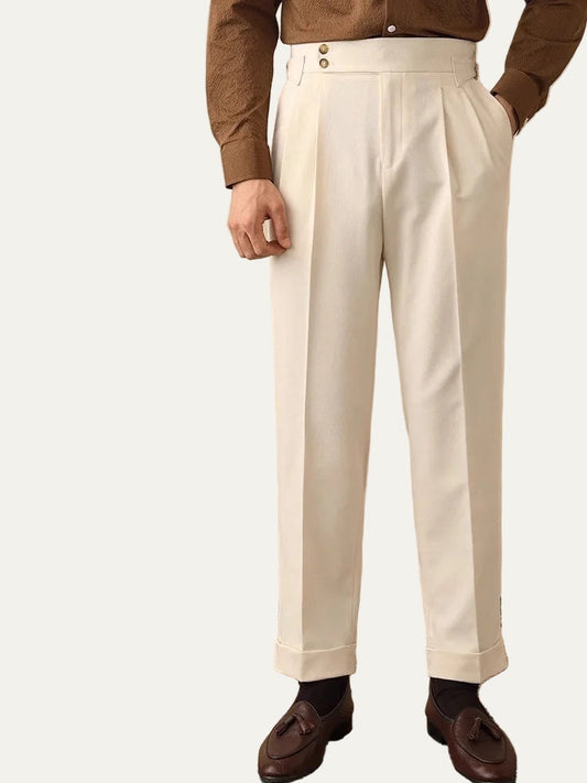 Men’s Classic Tailored Trousers with Side Buckle