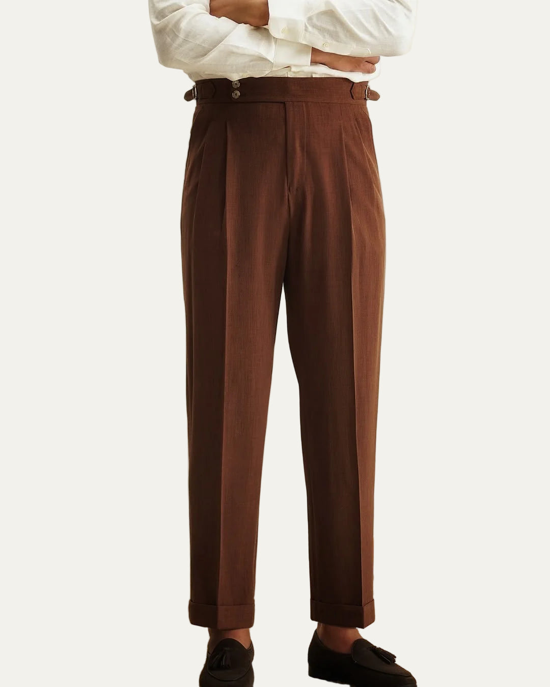 Men’s Classic Tailored Trousers with Side Buckle