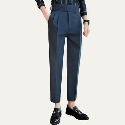Men’s High-Waist Cropped Dress Trousers