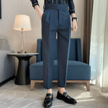 Men’s High-Waist Cropped Dress Trousers