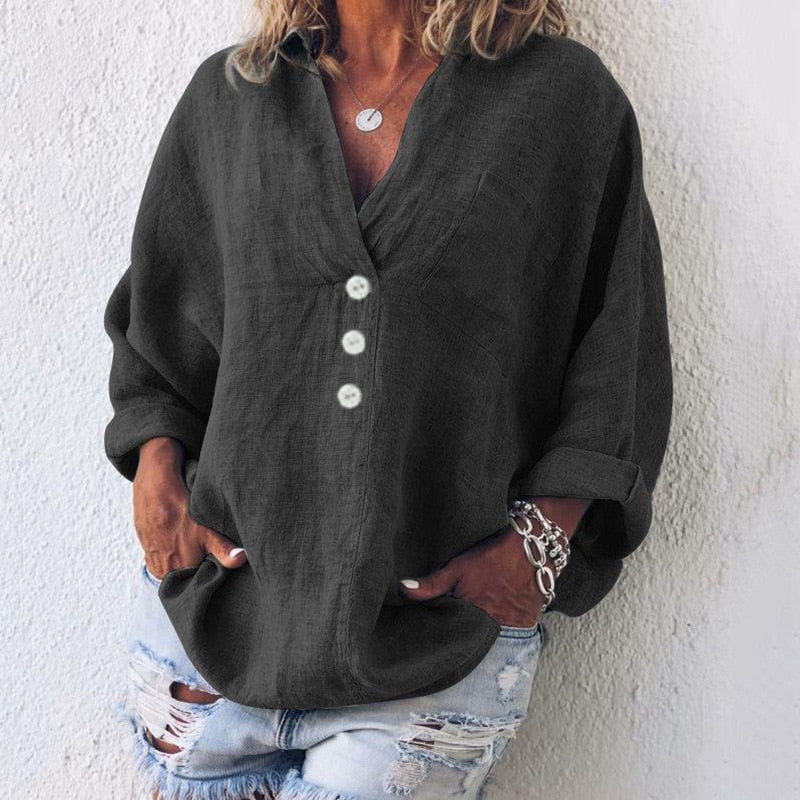 Holly Top | Loose Fit Blouse with Button Front