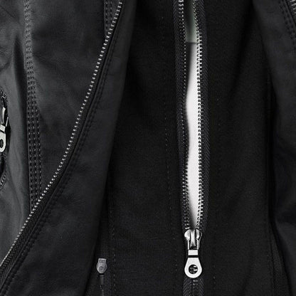 Hooded Leather Jacket for Women