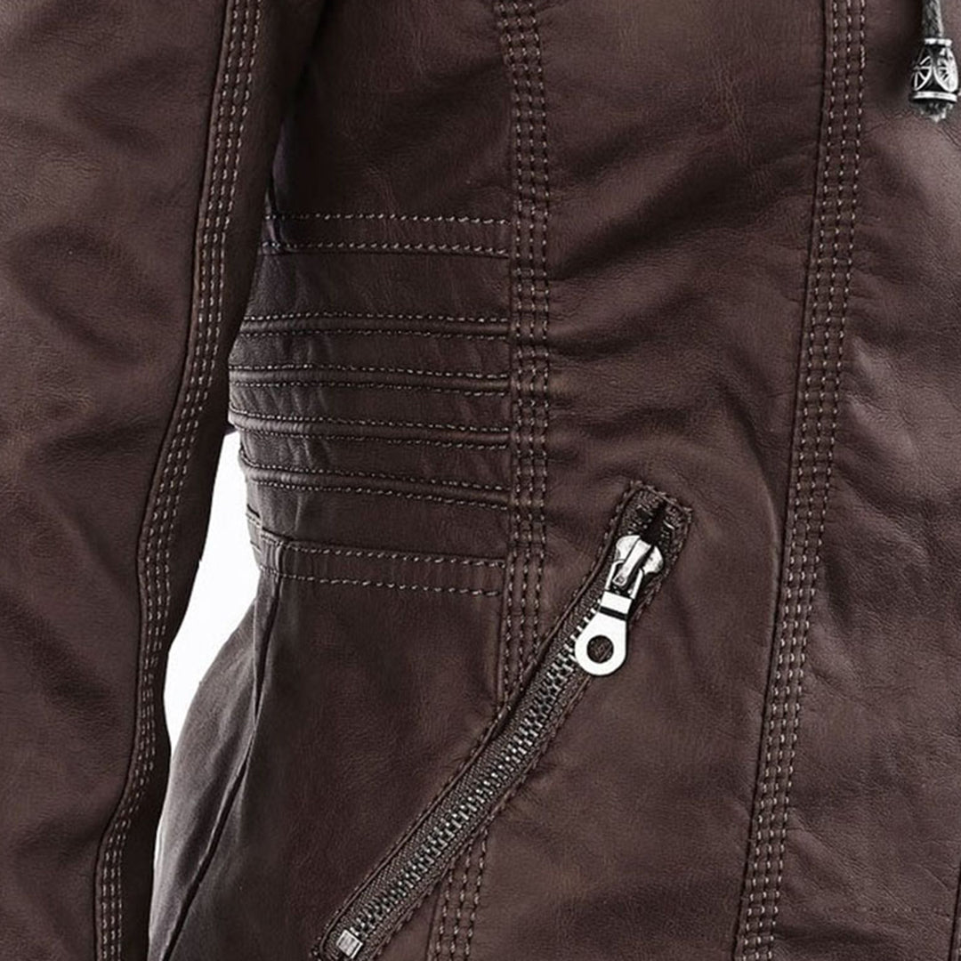 Hooded Leather Jacket for Women