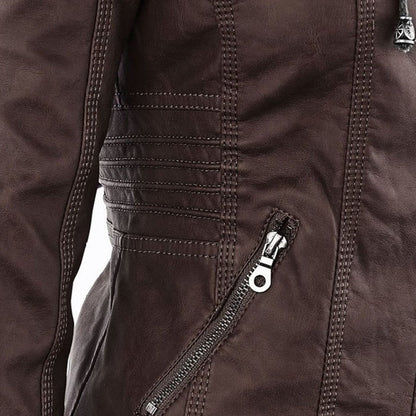 Hooded Leather Jacket for Women