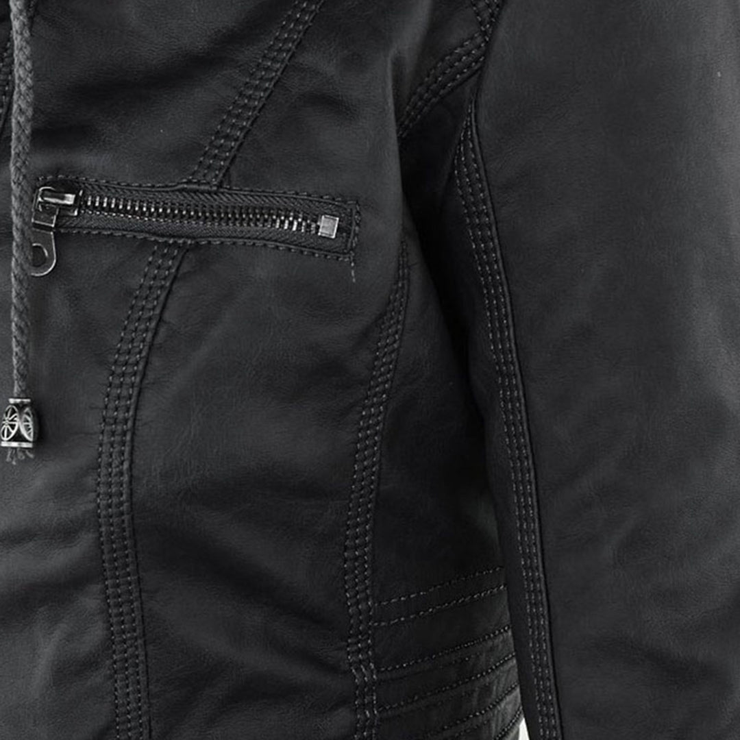 Hooded Leather Jacket for Women