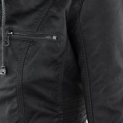 Hooded Leather Jacket for Women