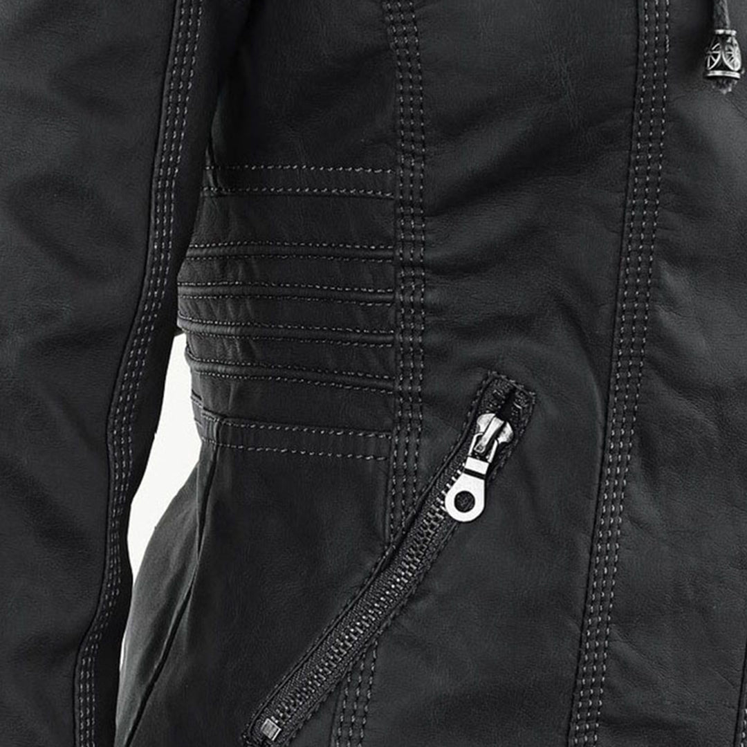 Hooded Leather Jacket for Women