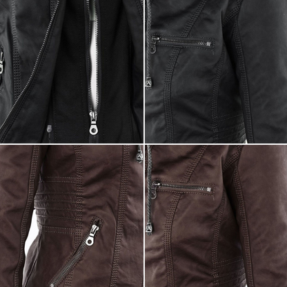 Hooded Leather Jacket for Women