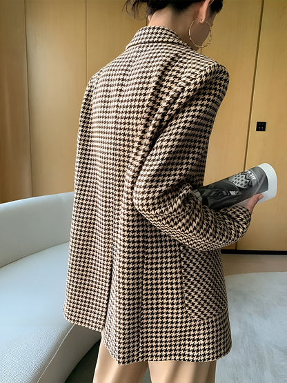 Della | Houndstooth Split Blazer With Belt