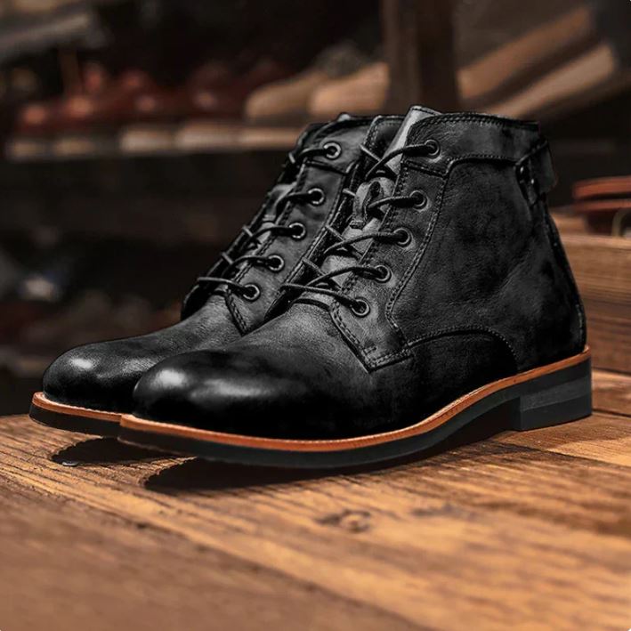 Men's Dark Brown Leather Ankle Boots - Comfortable Classic Style - BritishElegance