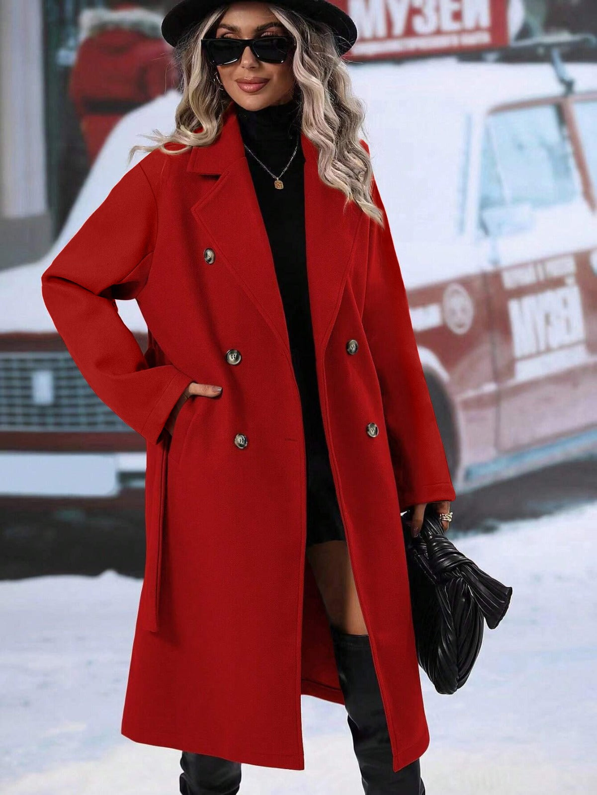 Classic Fit Double Breasted Women's Coat - BritishElegance