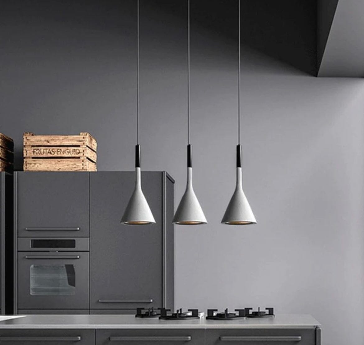 Modern Grey Pendant Kitchen Lighting, 3 Piece Set - BritishElegance