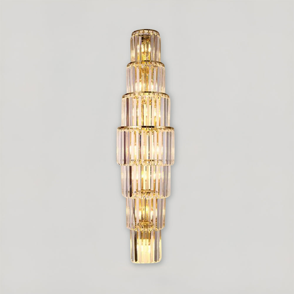 Sparkling Crystal Column Wall Light With Soft Glow - BritishElegance