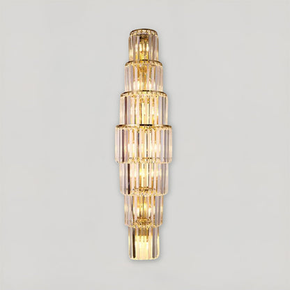 Sparkling Crystal Column Wall Light With Soft Glow - BritishElegance