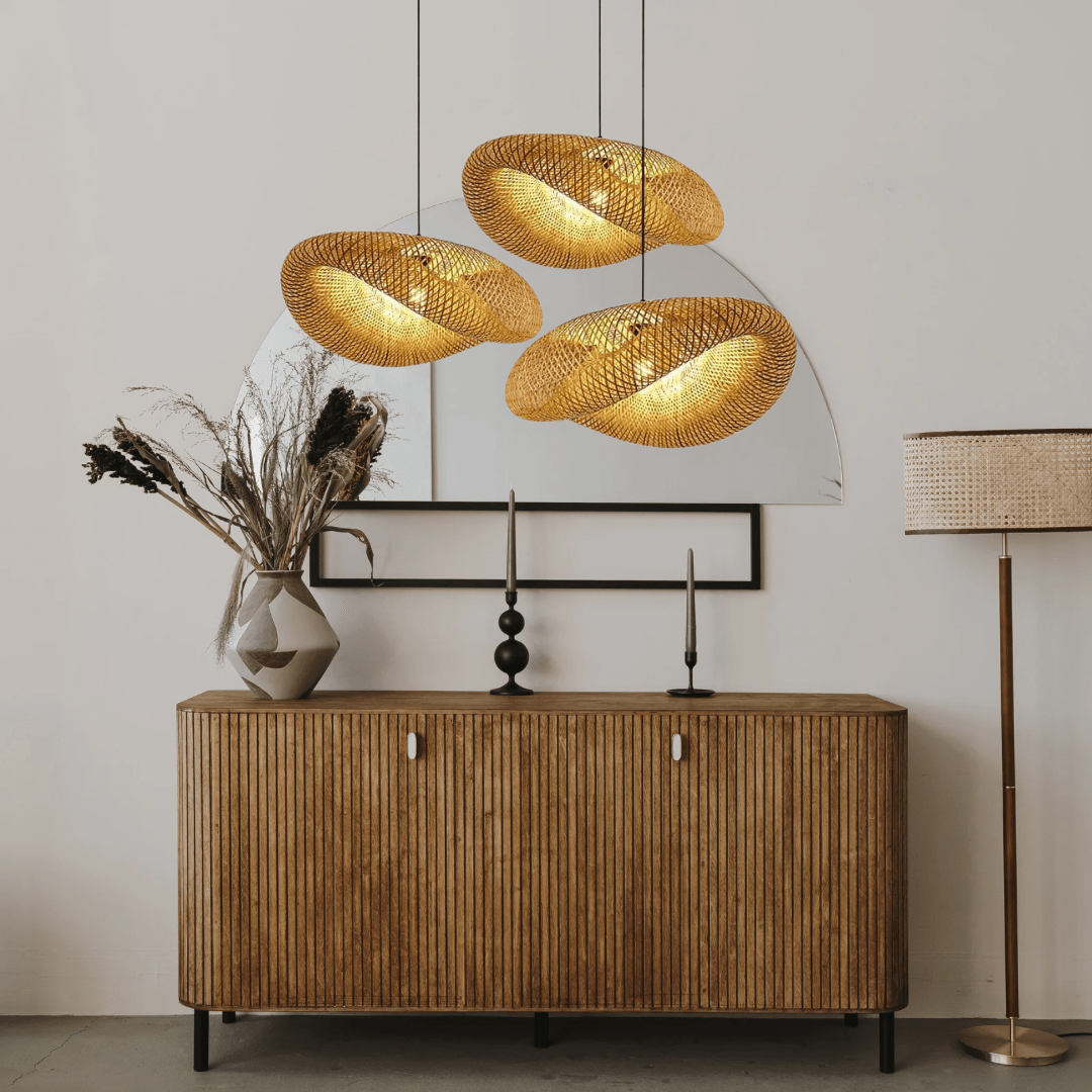 Natural Bamboo Drop Ceiling Light - BritishElegance