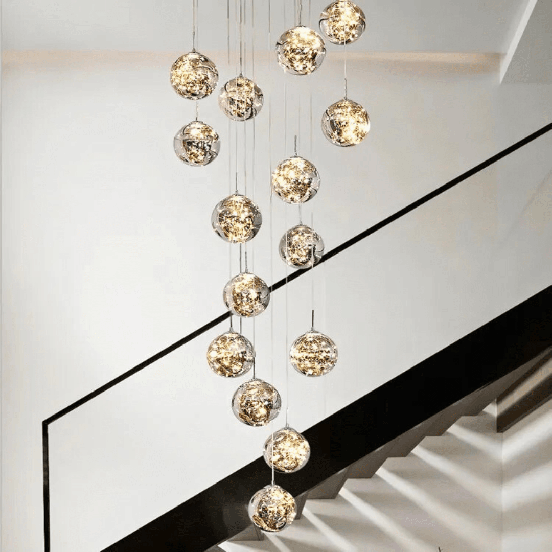 Elegant Glass Ball Staircase Lighting Fixture - BritishElegance