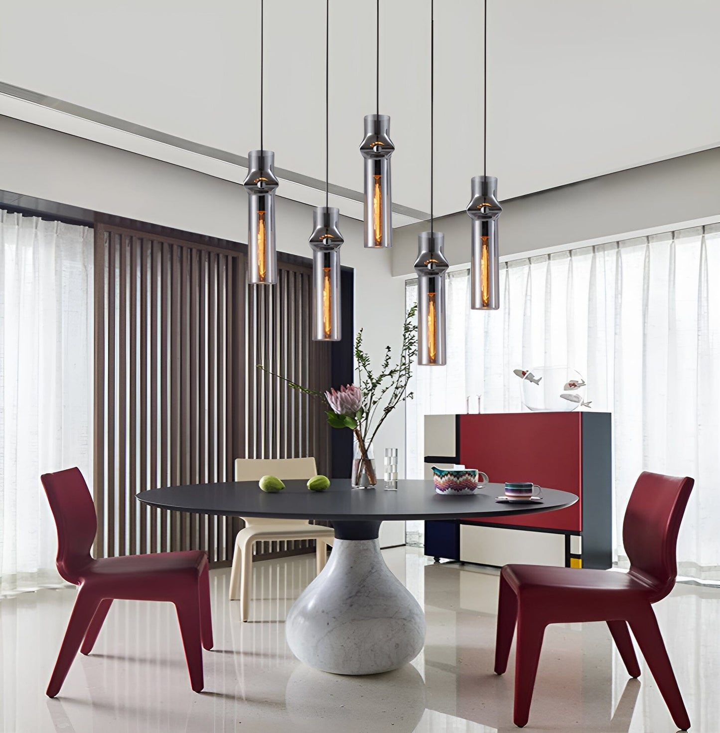 Gray Fire Drop Pendant Lights - BritishElegance