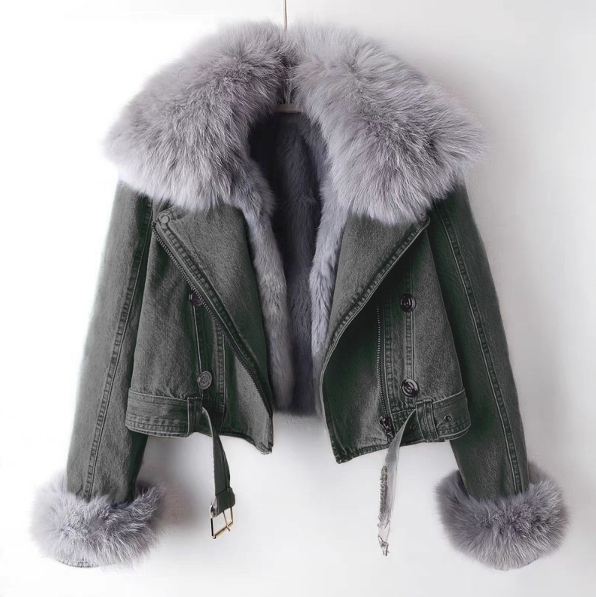 Faux Fur Lined Denim Jacket for Women