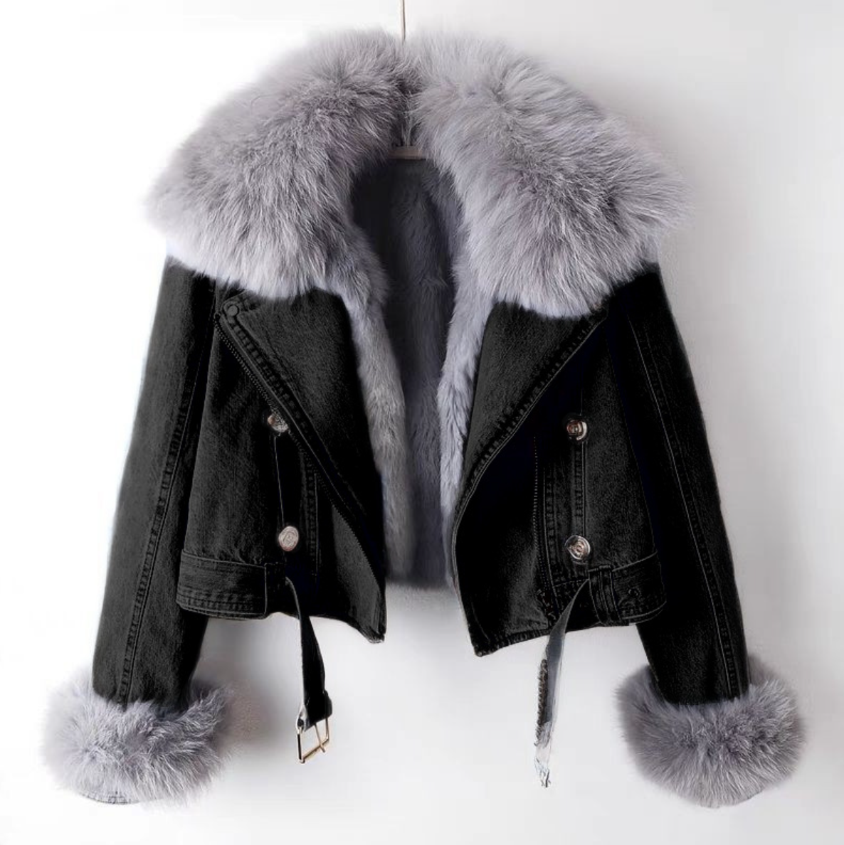Faux Fur Lined Denim Jacket for Women