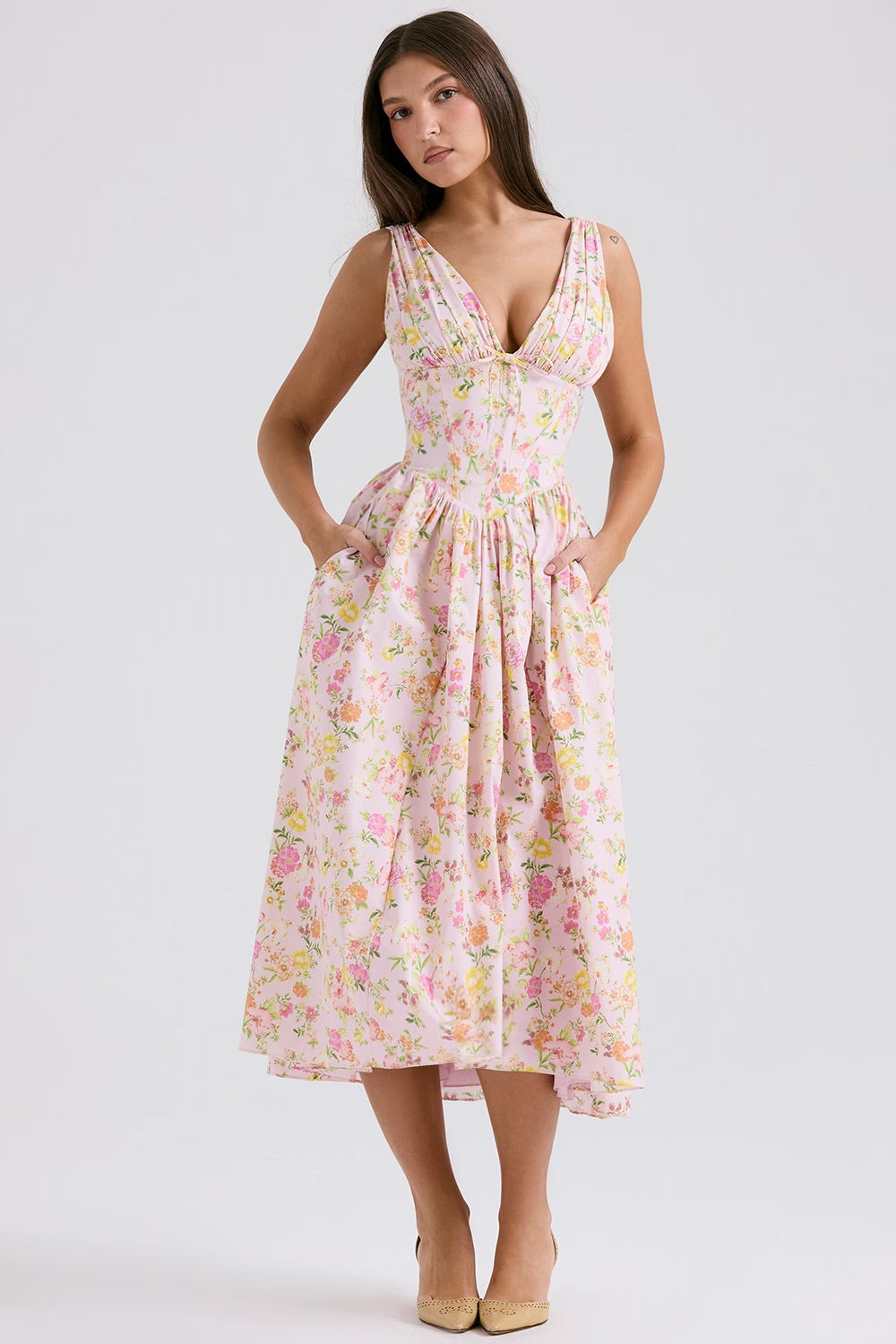 Beautiful Flower Print Summer Dress