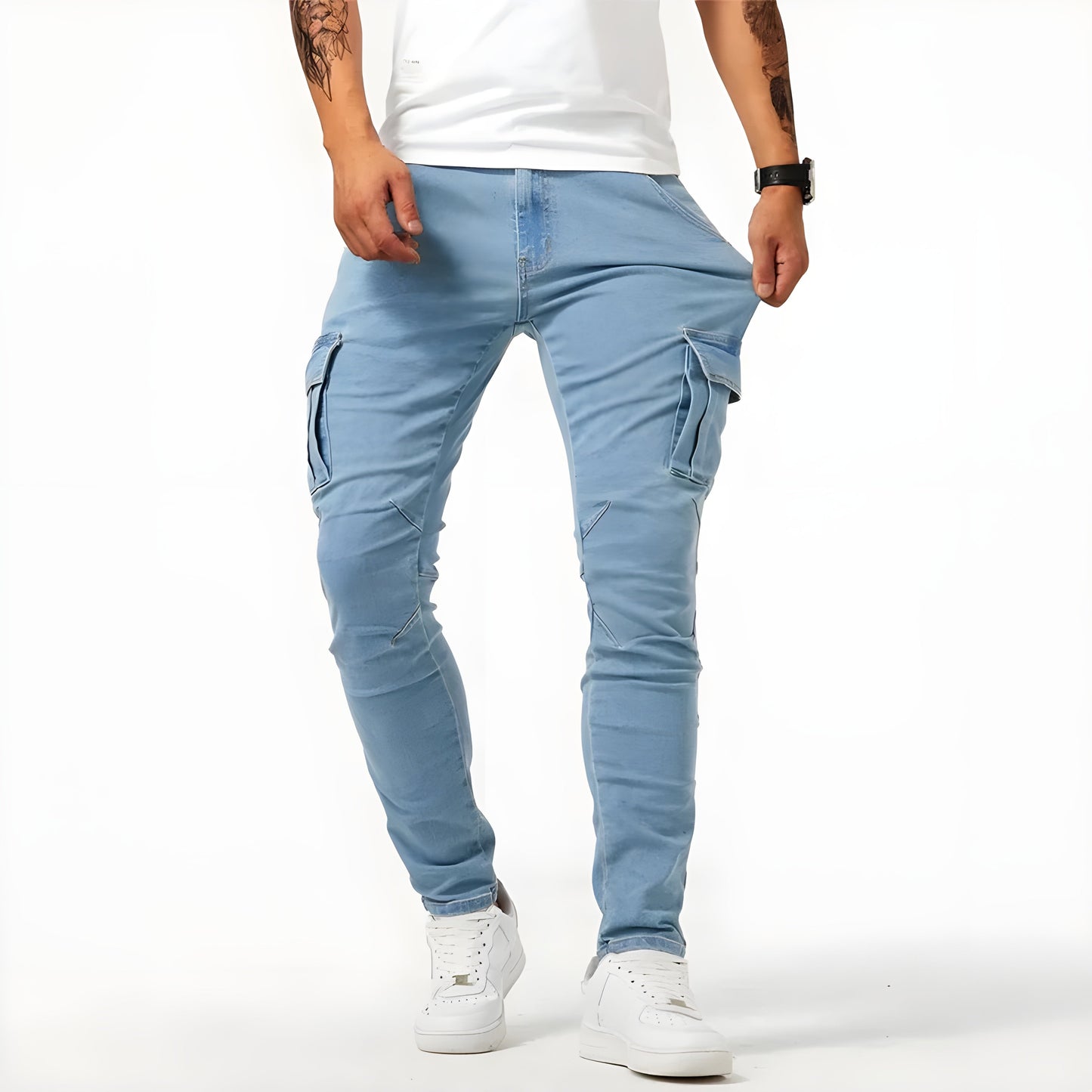 Comfortable Fit Men's Cargo Jeans Pants