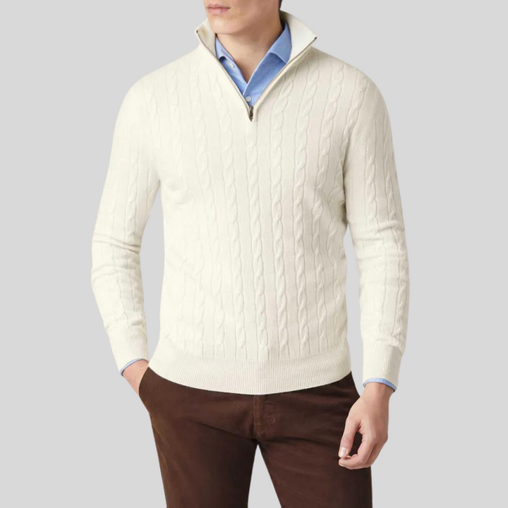 Premium Men's Cashmere Zip-Up Sweatshirt