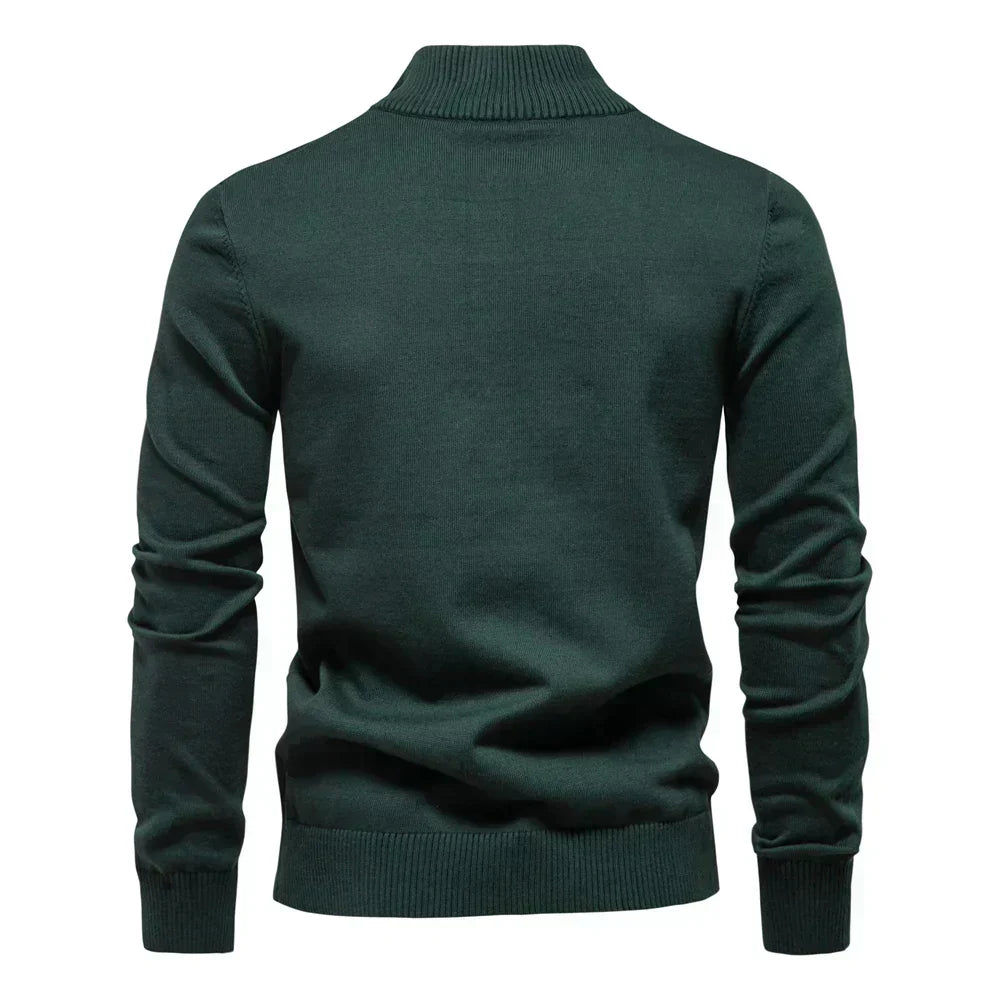 Cevori Modern Contrast Design Half-Zip Striped Jumper