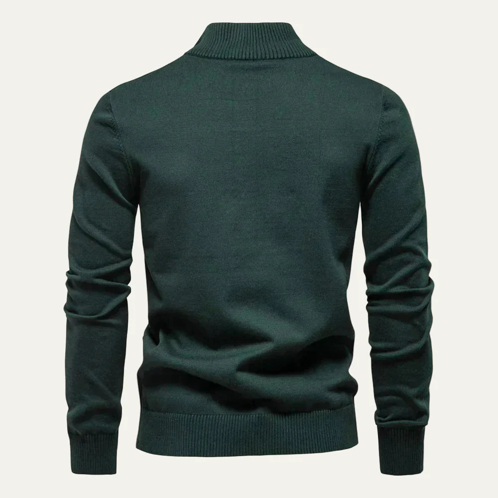 Men’s Modern Quarter Zip Stripe Knit Sweater