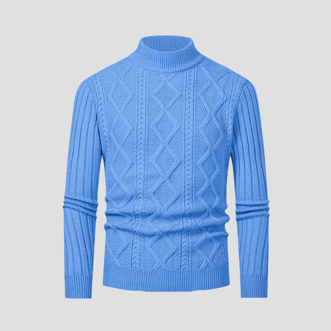 Men’s Textured Cable Knit Turtleneck Sweater