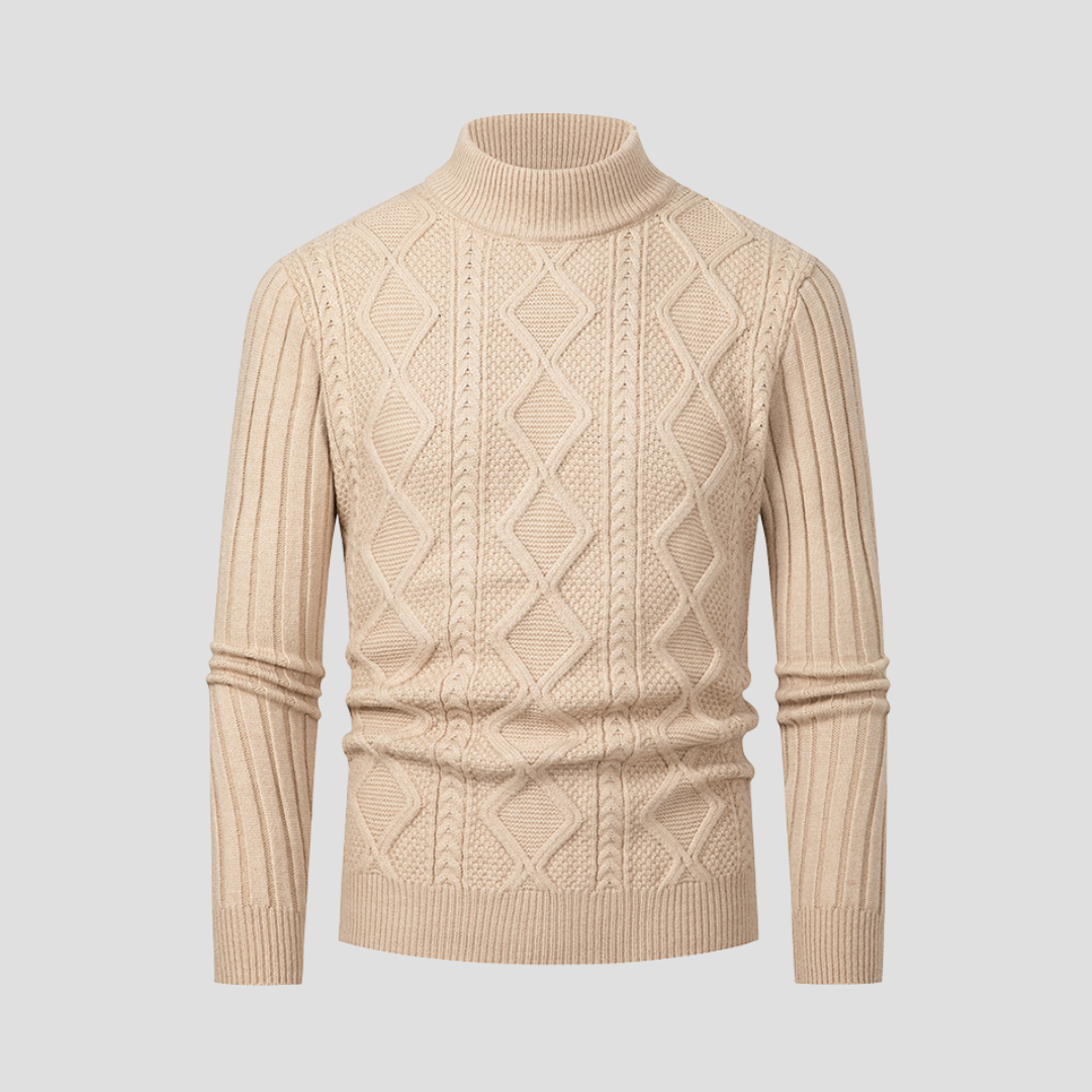 Men’s Textured Cable Knit Turtleneck Sweater