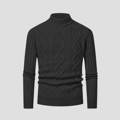 Men’s Textured Cable Knit Turtleneck Sweater