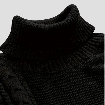 Men’s Textured Cable Knit Turtleneck Sweater