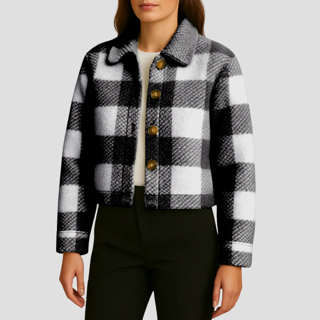 Women’s Cropped Plaid Button Shacket