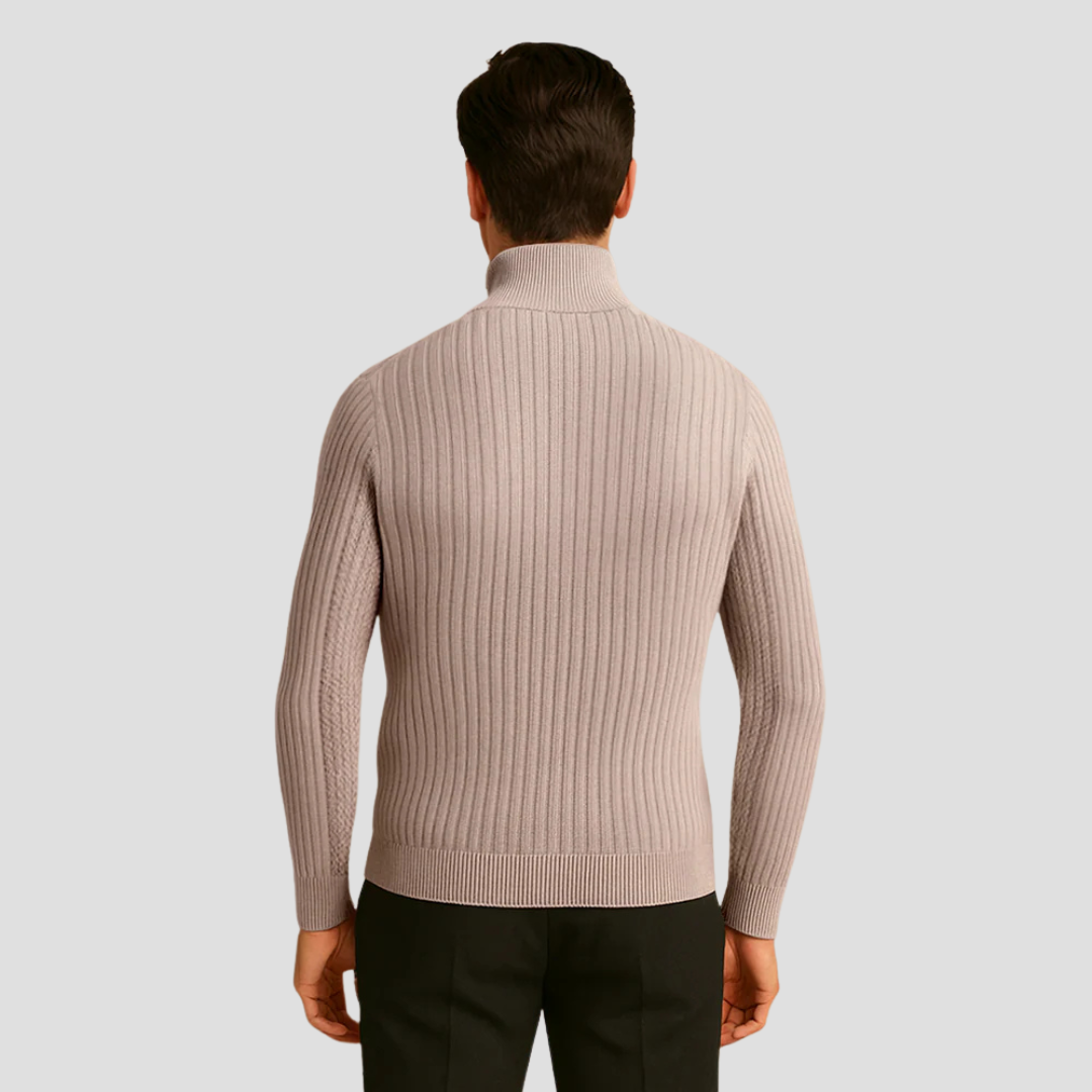 Men’s Ribbed Mock Neck Button Sweater