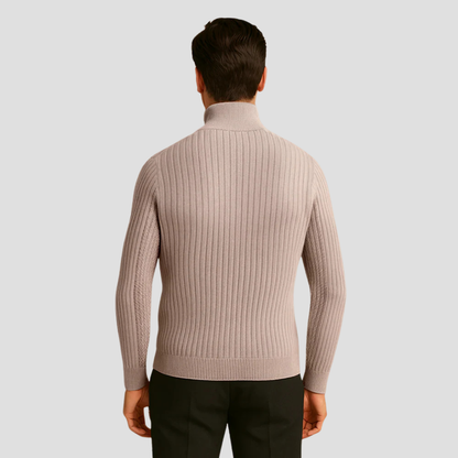 Men’s Ribbed Mock Neck Button Sweater