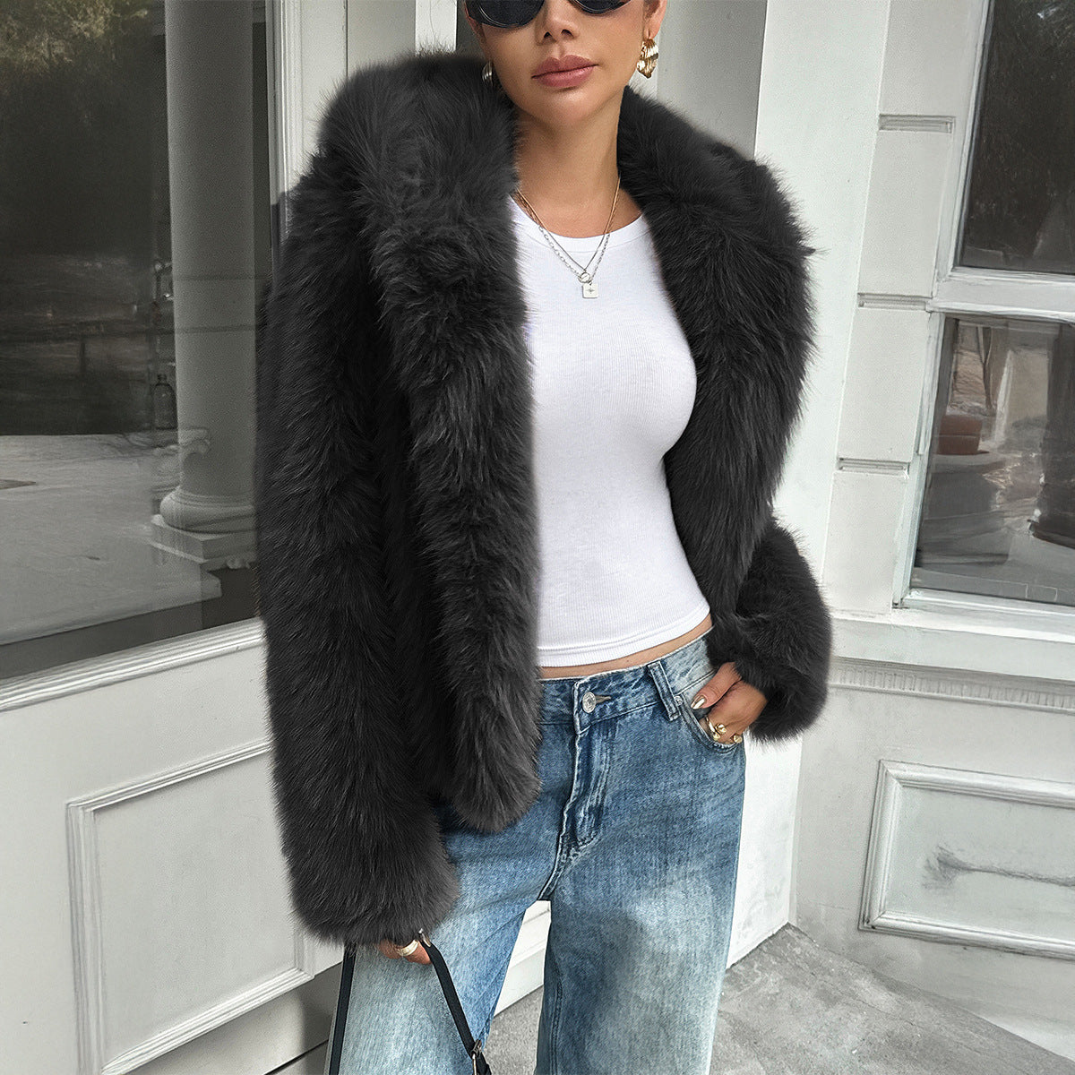 Hazel | Luxury Fleece Coat with Fur Collar