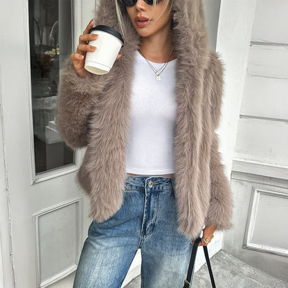 Jen | Luxury Fleece Coat with Fur Collar
