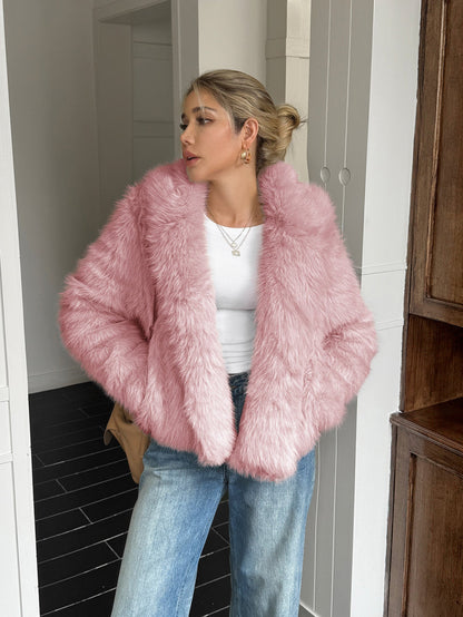 Jen | Luxury Fleece Coat with Fur Collar