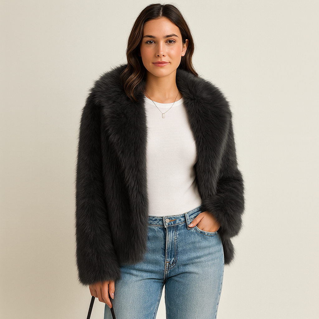 Jen | Luxury Fleece Coat with Fur Collar