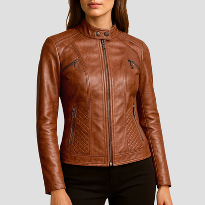 Women’s Quilted Faux Leather Jacket