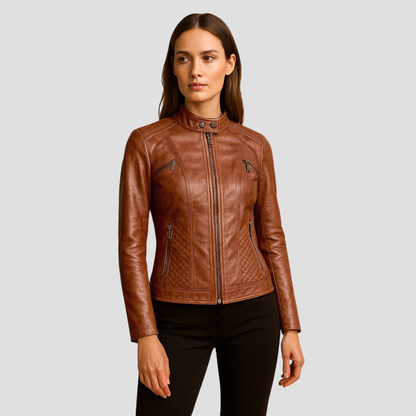 Women’s Quilted Faux Leather Jacket