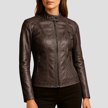 Women’s Quilted Faux Leather Jacket