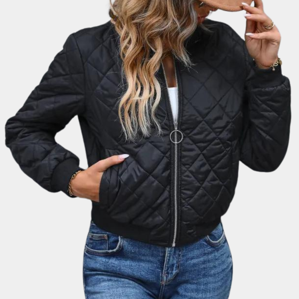 Ivory | Women's Insulated Full-Zip Bomber Jacket