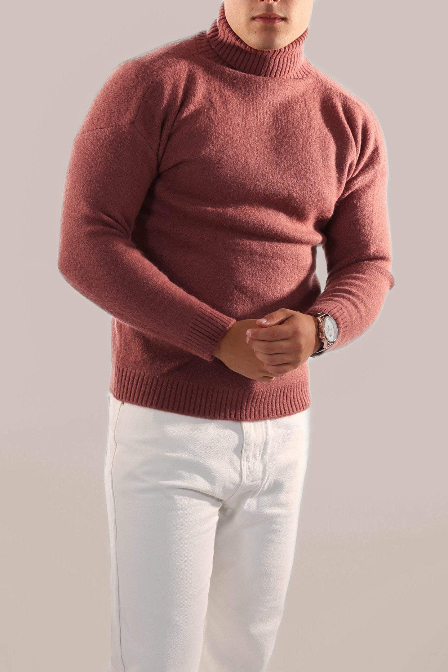 Warm Knitted Roll Neck Jumper Men