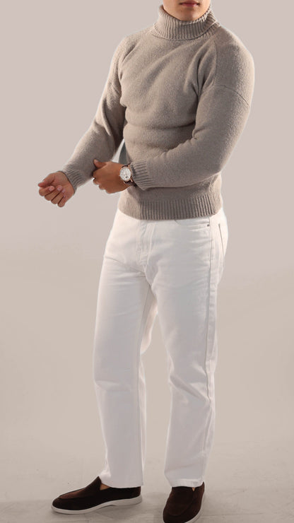 Warm Knitted Roll Neck Jumper Men