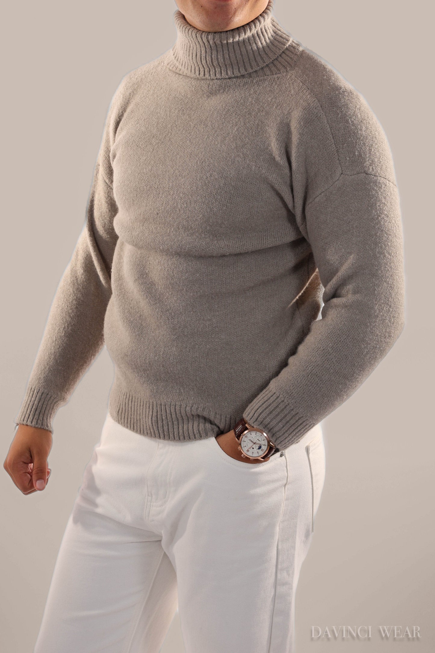Warm Knitted Roll Neck Jumper Men