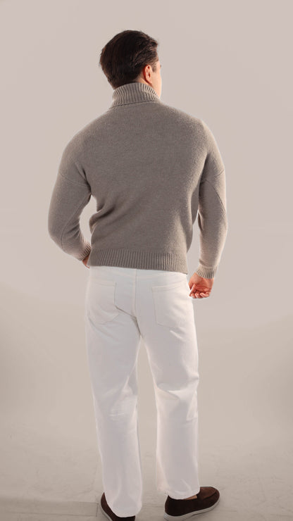 Warm Knitted Roll Neck Jumper Men